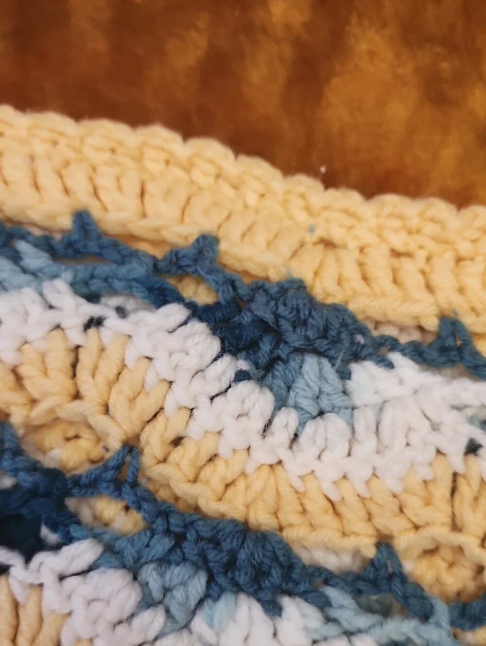 Handmade Chevron Crochet Blanket Yellow , White And Dark Teal 53